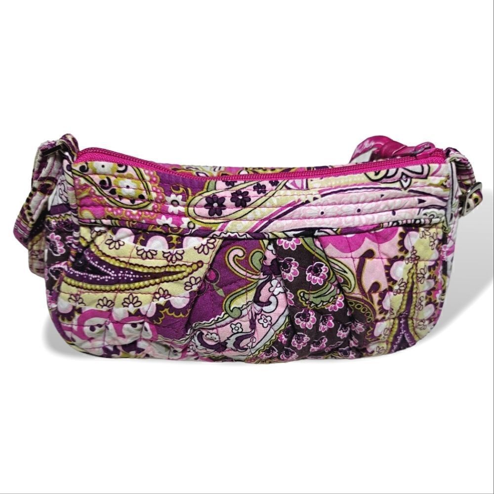 Vera Bradley Purse Very Berry Frannie Pink & Purple Paisley Quilted Shoulder Bag - Picture 3 of 7